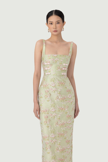 SAU LEE | Alice Brocade Dress | Alice Brocade Dress - Pastel Pistachio / 00