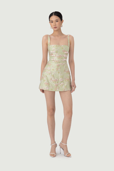 SAU LEE | Antonia Brocade Dress | Antonia Brocade Dress - Pastel Pistachio / 00