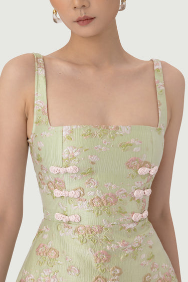 SAU LEE | Antonia Brocade Dress | Antonia Brocade Dress - Pastel Pistachio / 00