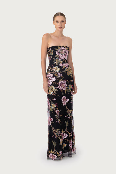 SAU LEE | Pippa Strapless Maxi Dress | Pippa Strapless Maxi Dress - Black Multi / 00