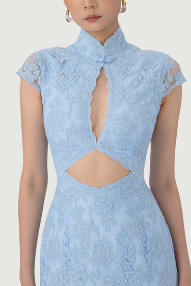 SAU LEE Moira Lace Maxi Dress, Sky Blue SAU LEE Moira Lace Maxi Dress, Sky Blue