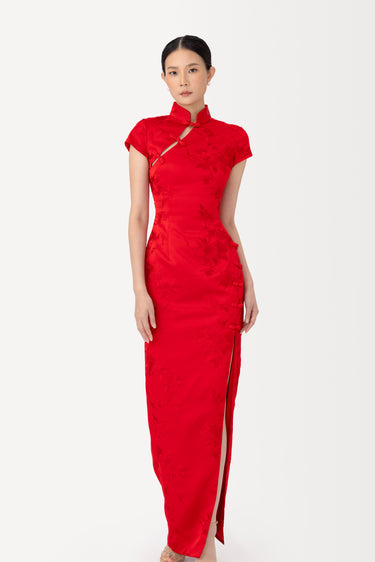 SAU LEE Isabella Embroidered Gown, Red SAU LEE Isabella Embroidered Gown, Red