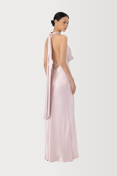 SAU LEE Pearl Satin Gown, Pink Cloud SAU LEE Pearl Satin Gown, Pink Cloud