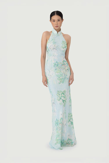 mint chiffon dress A-Line V-Neck Floor-Length Mint Chiffon Bridesmaid Dress with Lace US8 / Custom Color