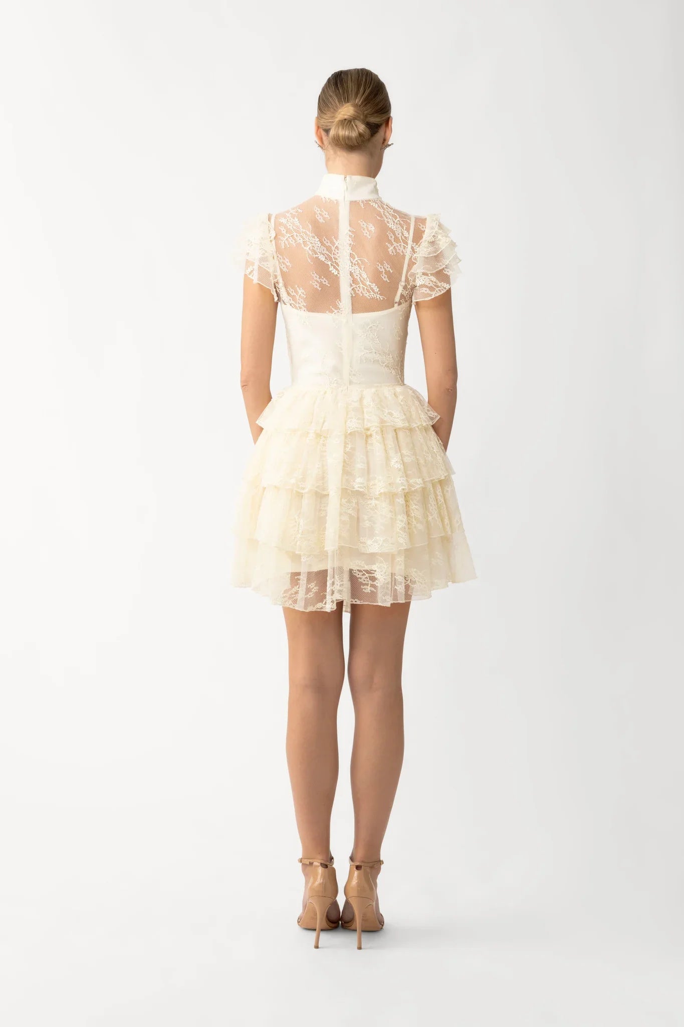roux ruffle mesh dress Brown Ruffle Mesh Dress Medium / Brown