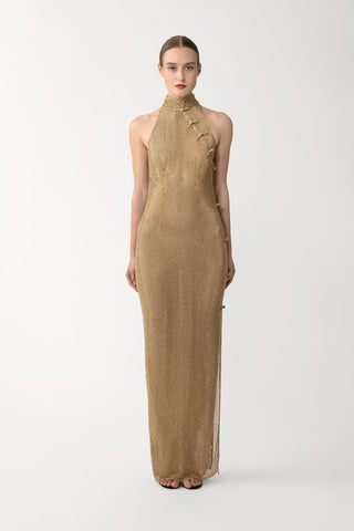 SAU LEE | Santana Crystal Dress | Santana Crystal Dress - Gold / 00