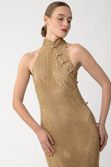 SAU LEE Santana Crystal Dress, Gold SAU LEE Santana Crystal Dress, Gold