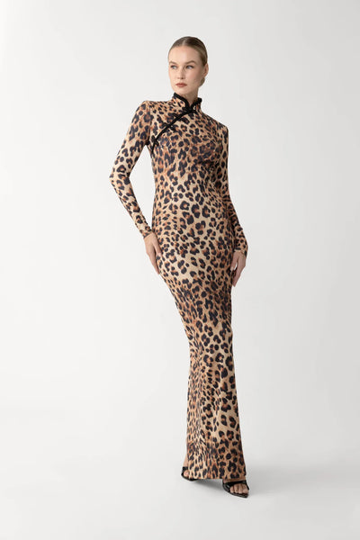 L'Appartement Lisiere Leopard Bare ワンピース NBD The Bellucci Maxi Dress in Leopard Print | REVOLVE