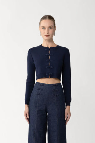 SAU LEE | Demi Knit Cardigan | Demi Knit Cardigan - Midnight Blue / XS