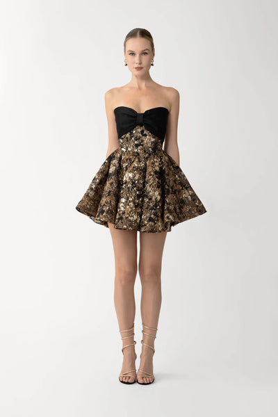 SAU LEE Jolene Mini Dress, Black Gold