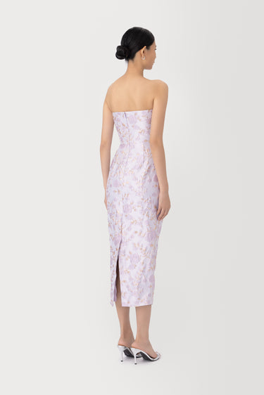 SAU LEE | Judith Jacquard Midi Dress | Judith Jacquard Midi Dress - Lilac Ash / 00