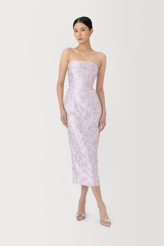 SAU LEE | Judith Jacquard Midi Dress | Judith Jacquard Midi Dress - Lilac Ash / 00