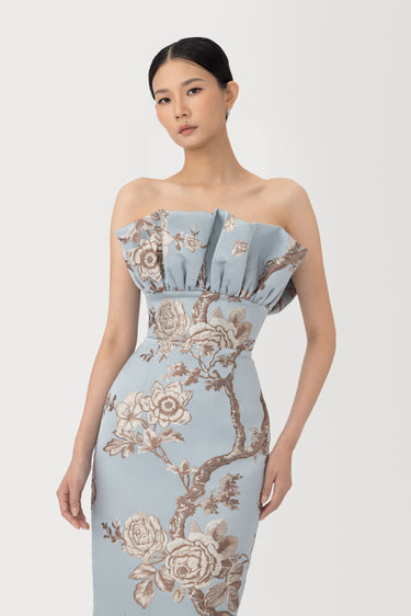 SAU LEE | Noah Brocade Gown | Noah Brocade Gown - Blue Ash / 00