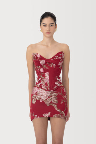 SAU LEE | Nico Brocade Top | Nico Brocade Top - Red Sangria / 00