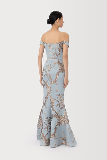SAU LEE | Natalya Brocade Gown | Natalya Brocade Gown - Blue Ash / 00