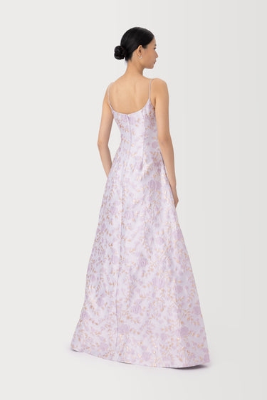 SAU LEE Jacinda Jacquard Gown, Lilac Ash SAU LEE Jacinda Jacquard Gown, Lilac Ash