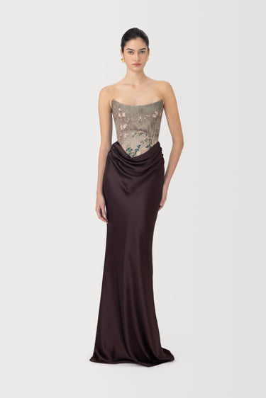 SAU LEE | Frances Gown | Frances Gown - Brown Multi / 00