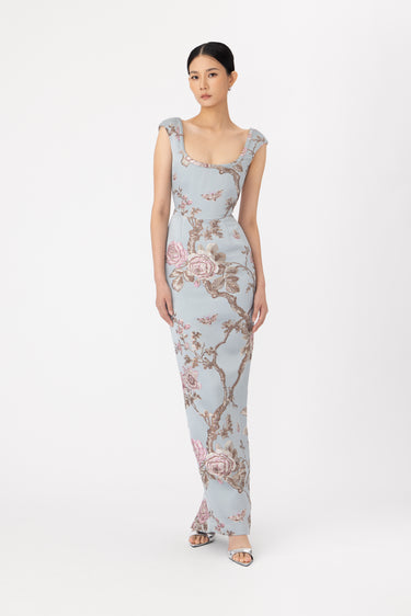 SAU LEE | Brooke Brocade Gown | Brooke Brocade Gown - Blue Ash / 00