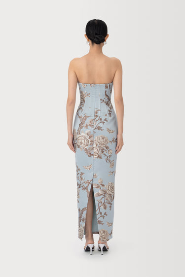 SAU LEE | Novella Brocade Dress | Novella Brocade Dress - Blue Ash / 00