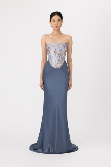 SAU LEE | Isha Gown | Isha Gown - Blue Ash / 00