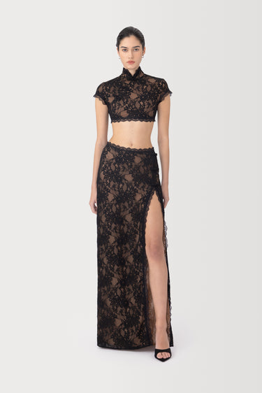 SAU LEE | Mimi Lace Maxi Skirt | Mimi Lace Maxi Skirt - Black / 00