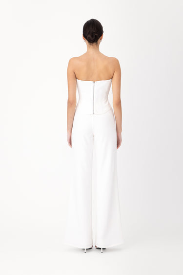 SAU LEE Lin Crepe Pant, White SAU LEE Lin Crepe Pant, White