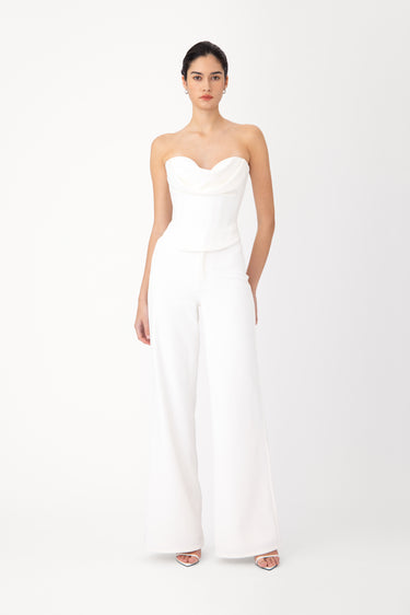 SAU LEE Lin Crepe Pant, White SAU LEE Lin Crepe Pant, White