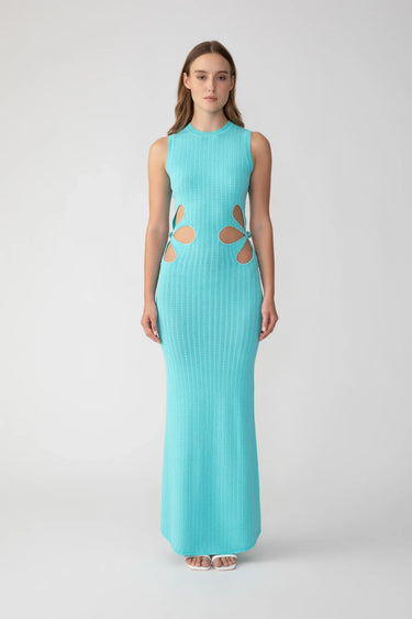 SAU LEE Daria Knit Dress - Aqua Blue / 00