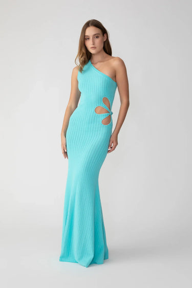 SAU LEE Dion Knit Dress - Aqua Blue / 00