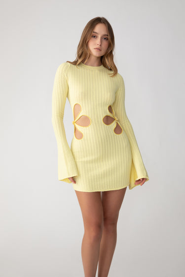 SAU LEE Dallas Knit Mini Dress - Popcorn Yellow / 00
