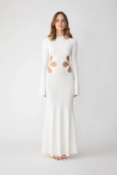 SAU LEE Destiny Knit Dress - White / 00