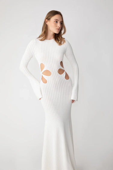 SAU LEE Destiny Knit Dress - White / 00