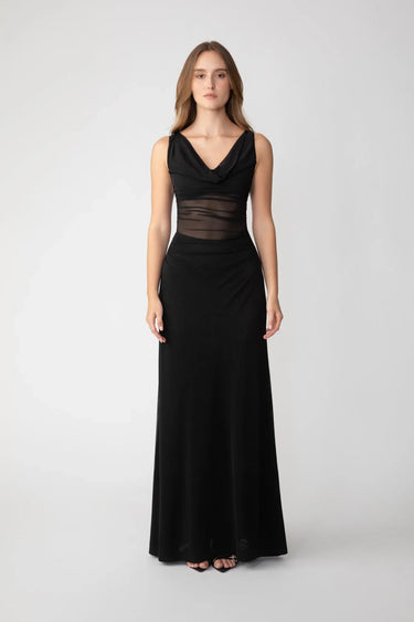 SAU LEE Kelsey Mesh Dress - Black / 00