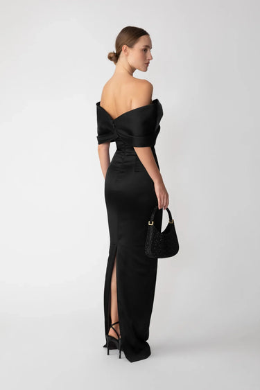 SAU LEE Paloma Satin Gown - Black / 00