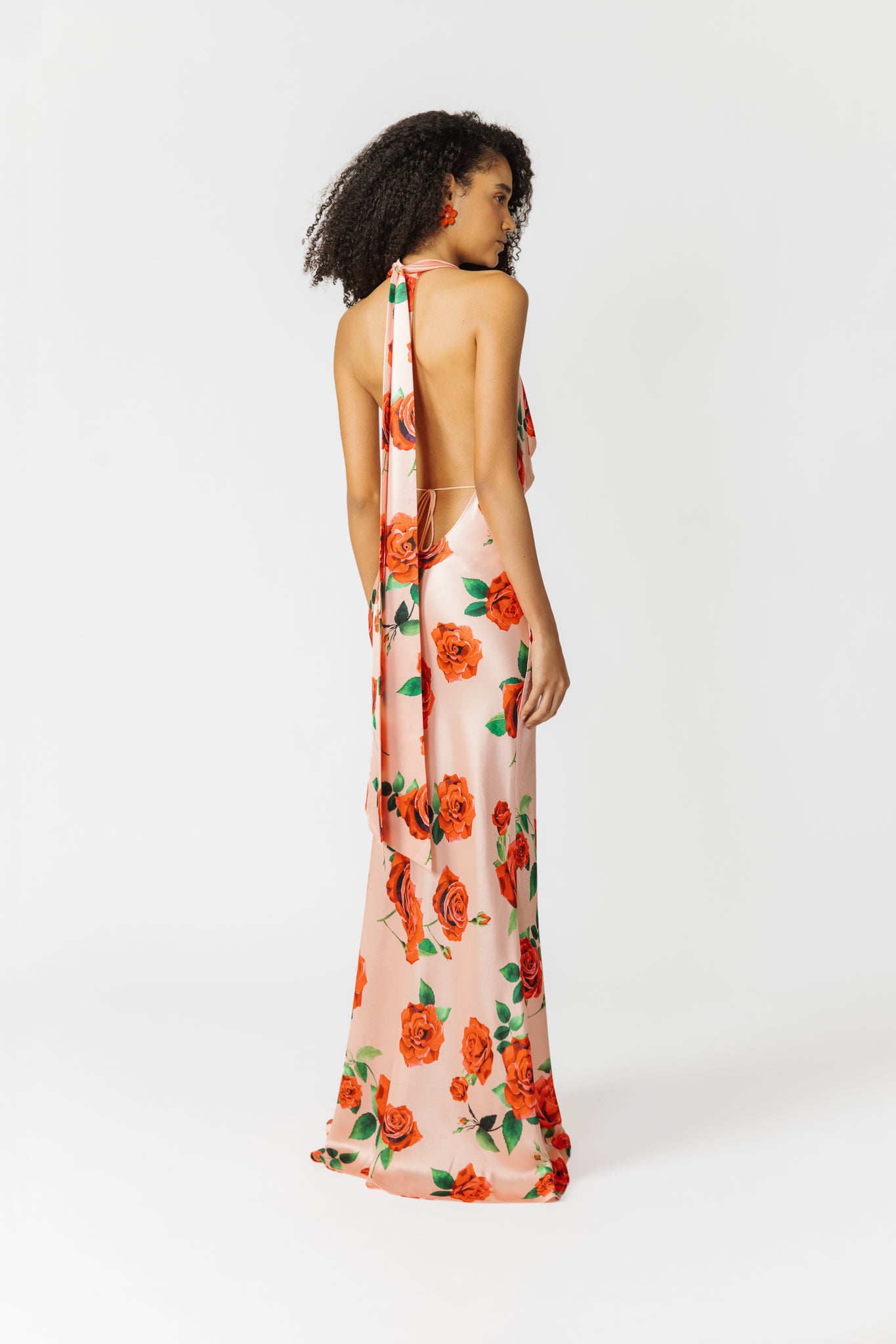 SAU LEE Presley Satin Gown - Peach Multi / 00