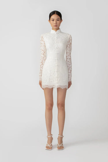SAU LEE Raine Lace Mini Dress - Ivory / 00