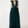 SAU LEE Sabrina Tulle Gown - Emerald / 00