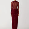 SAU LEE Kyle Mesh Dress - Bordeaux / 00