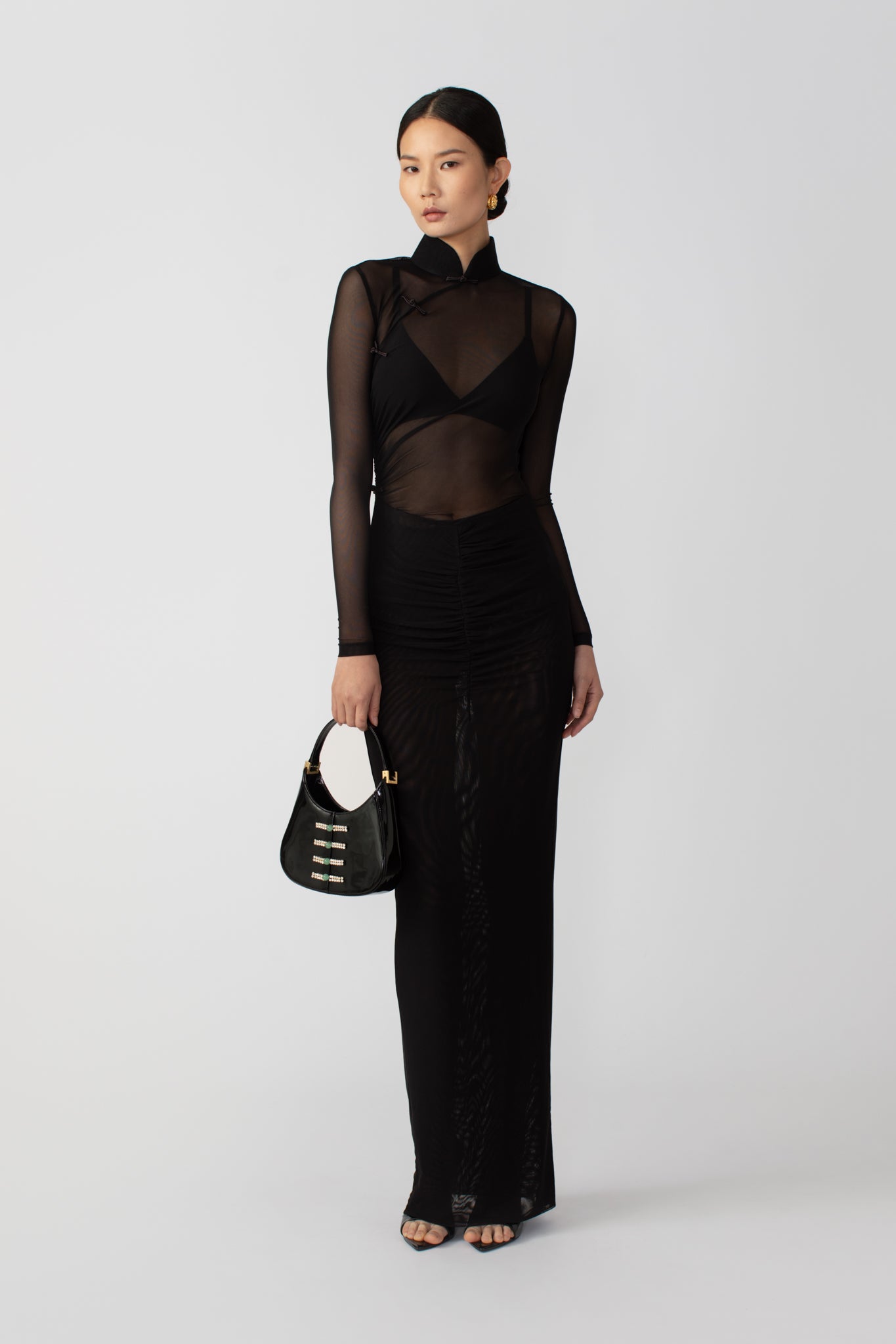 SAU LEE Kyle Mesh Dress - Black / 00