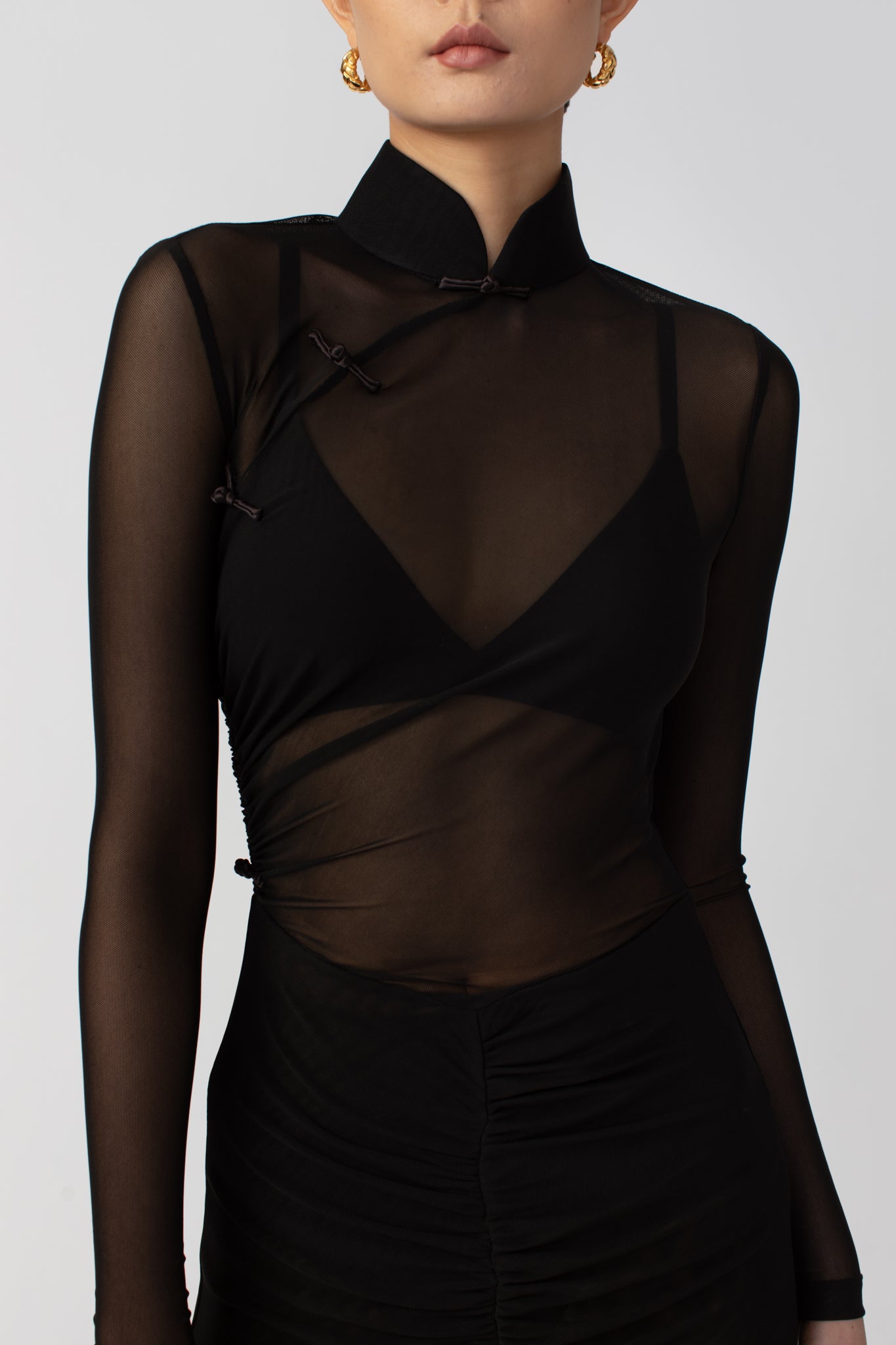 SAU LEE Kyle Mesh Dress - Black / 00