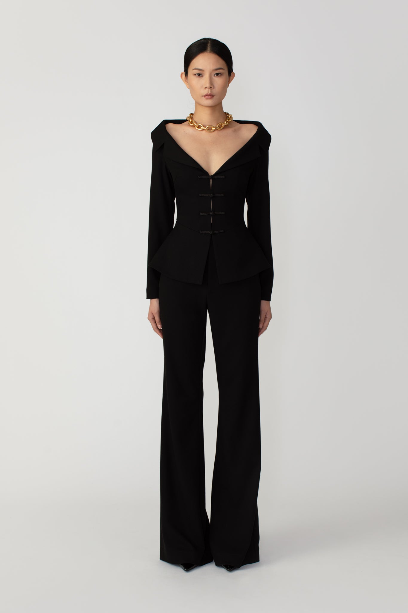 SAU LEE Nicola Twill Top - Black / 00