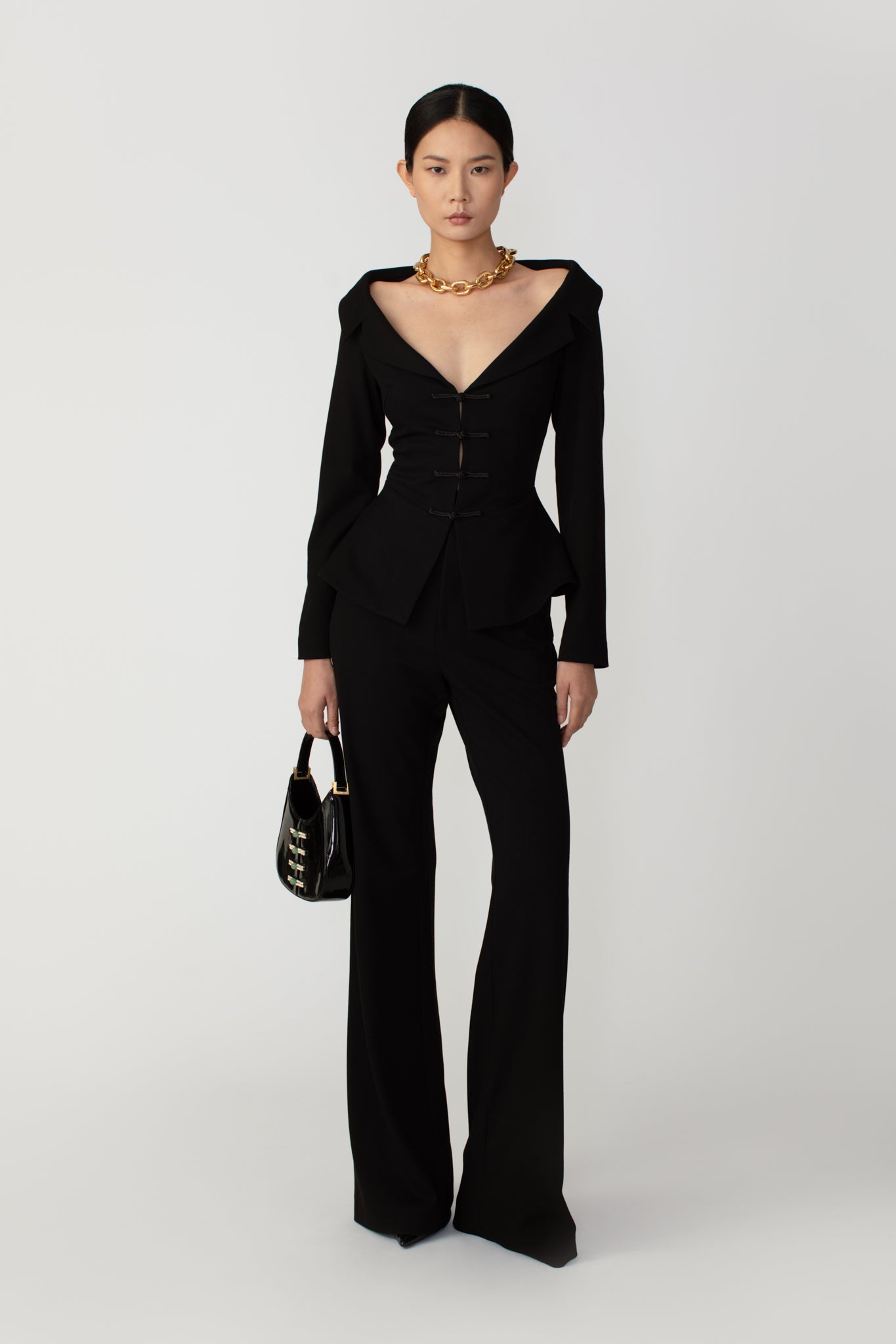 SAU LEE Nicola Twill Top - Black / 00