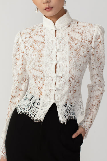 SAU LEE Roberta Lace Top - Ivory / 00
