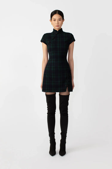 SAU LEE Wendy Mini Dress - Green Tartan / 00
