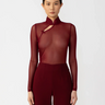 SAU LEE Kaye Mesh Bodysuit - Bordeaux / 00
