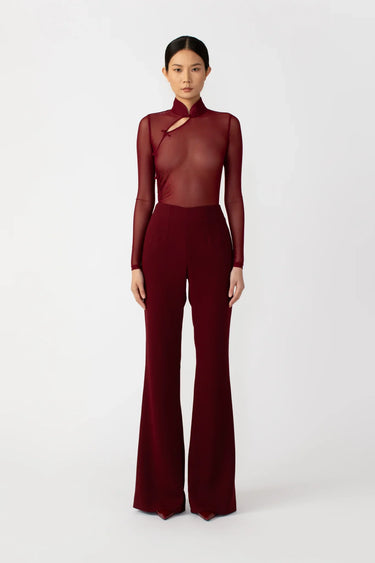 SAU LEE Kaye Mesh Bodysuit - Bordeaux / 00
