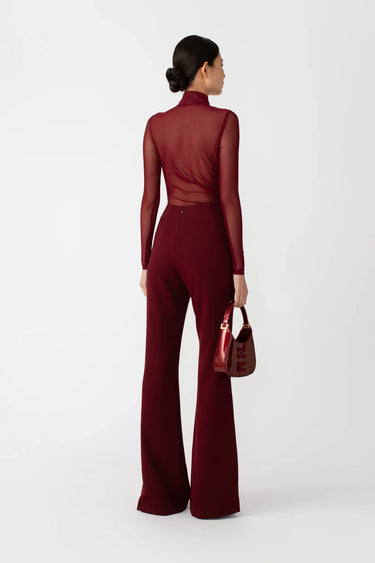 SAU LEE Kaye Mesh Bodysuit - Bordeaux / 00