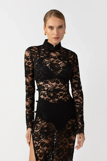 SAU LEE Rebecca Lace Dress - Black / 00