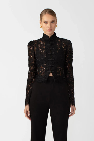 SAU LEE Roberta Lace Top - Black / 00