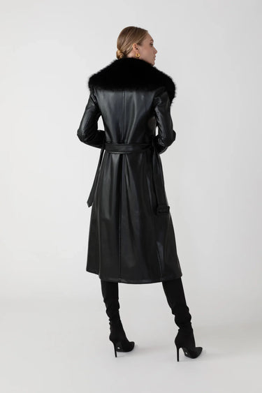 SAU LEE Simone Faux Leather Coat - Black / 00